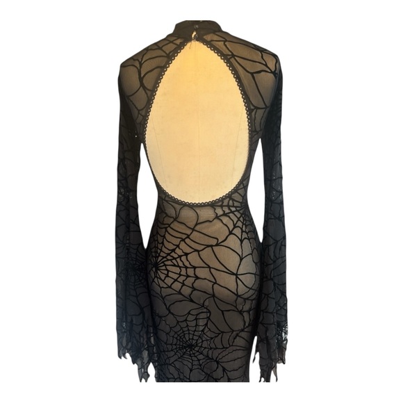 Dolls Kill x Elvira Black Widow Mesh Spiderweb Dress NWOT Small – Gothic Sheer - Picture 5 of 6